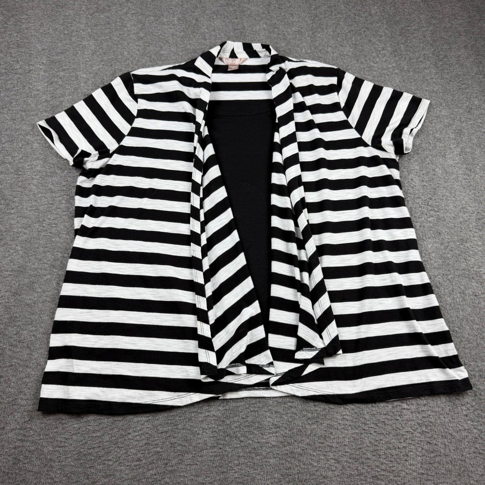 White Stag Women XXL Black White Striped Open Front Cardigan Tank Set WSL25072ST